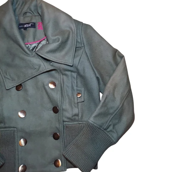 Black Rivet Wool Blend Aviator Style Jacket - Picture 3 of 10